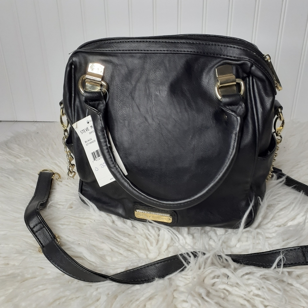 NEW Steve Madden Black PU Leather Satchel